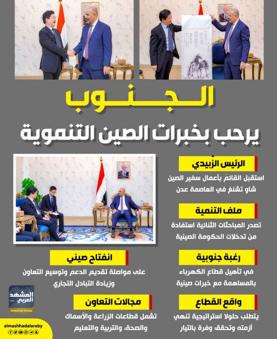 الجنوب يرحب بخبرات الصين التنموية (إنفوجراف)