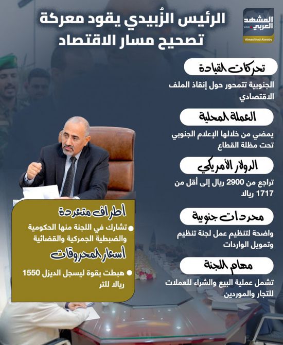 الرئيس الزُبيدي يقود معركة تصحيح مسار الاقتصاد (إنفوجراف)