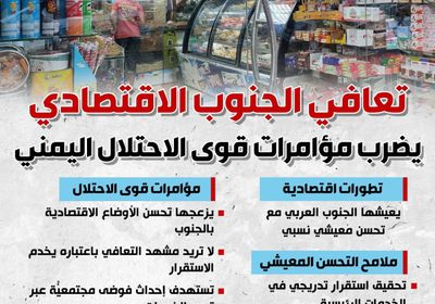 تعافي الجنوب الاقتصادي يضرب مؤامرات قوى الاحتلال اليمني (إنفوجراف)