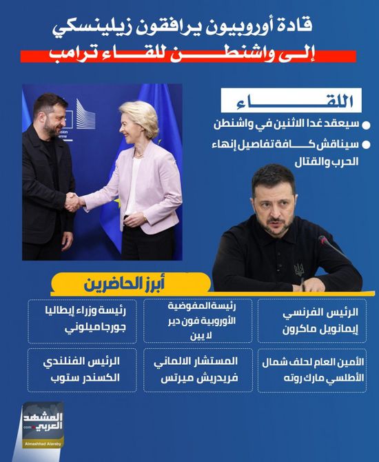 قادة أوروبيون يرافقون زيلينسكي إلى واشنطن للقاء ترامب (إنفوجراف)