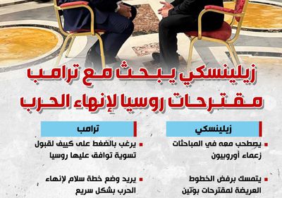 زيلينسكي يبحث مع ترامب مقترحات روسيا لإنهاء الحرب (إنفوجراف)