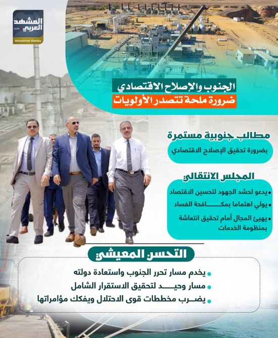 الجنوب والإصلاح الاقتصادي.. ضرورة ملحة تتصدر الأولويات (إنفوجراف)