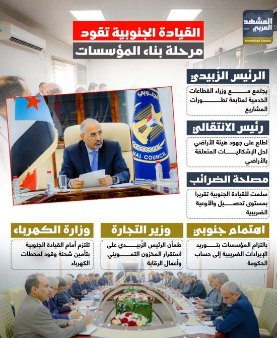 القيادة الجنوبية تقود مرحلة بناء المؤسسات (إنفوجراف)