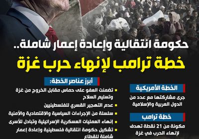 حكومة انتقالية وإعادة إعمار شاملة.. خطة ترامب لإنهاء حرب غزة (إنفوجراف)