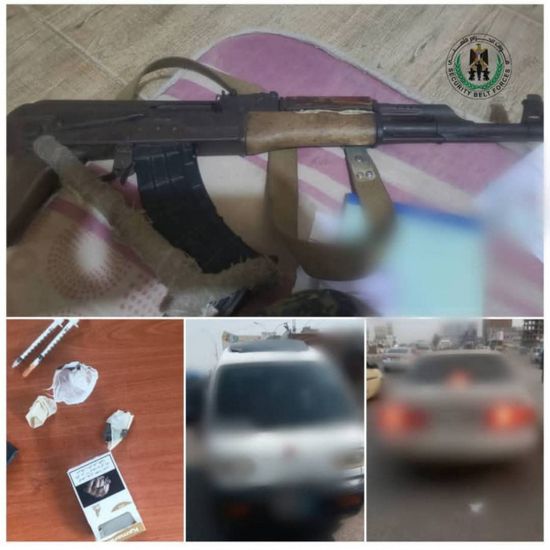 "الحزام الأمني" بالعاصمة يضبط مطلوبين ومواد مخدرة وسلاحًا