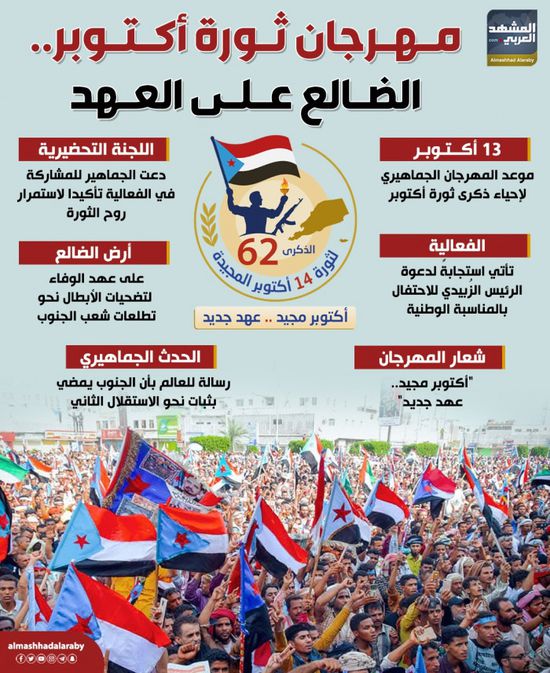 مهرجان ثورة أكتوبر.. الضالع على العهد (إنفوجراف)