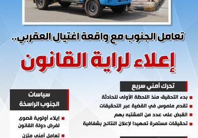 تعامل الجنوب مع واقعة اغتيال العقربي.. إعلاء لراية القانون (إنفوجراف)