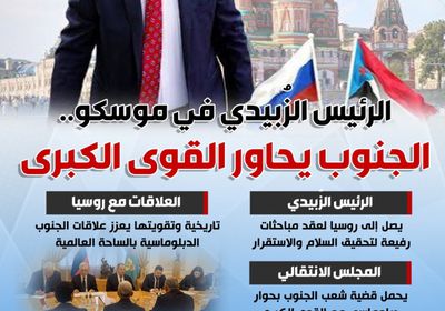 الرئيس الزُبيدي في موسكو.. الجنوب يحاور القوى الكبرى (إنفوجراف)