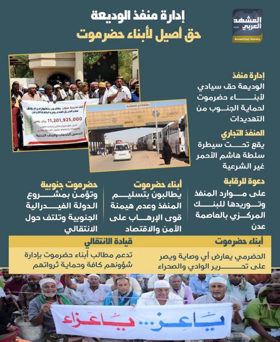 إدارة منفذ الوديعة.. حق أصيل لأبناء حضرموت (إنفوجراف)