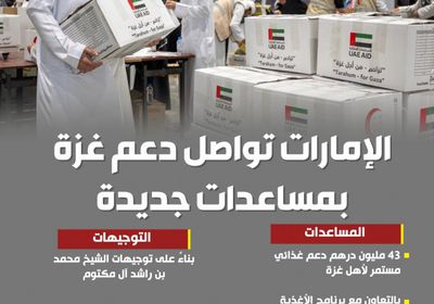 الإمارات تواصل دعم غزة بمساعدات جديدة (إنفوجراف)