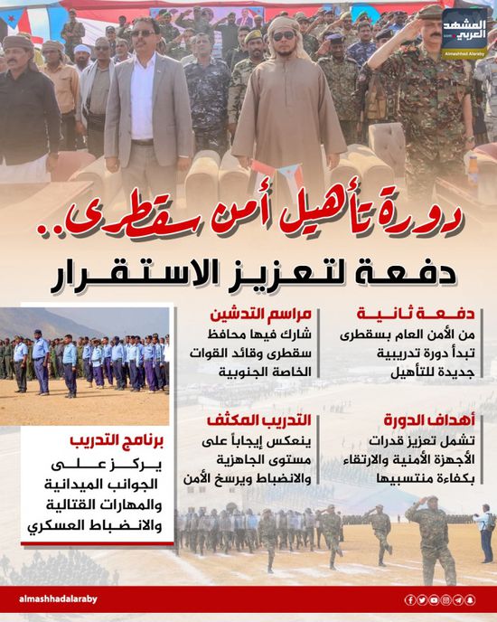 دورة تأهيل أمن سقطرى.. دفعة لتعزيز الاستقرار (إنفوجراف)