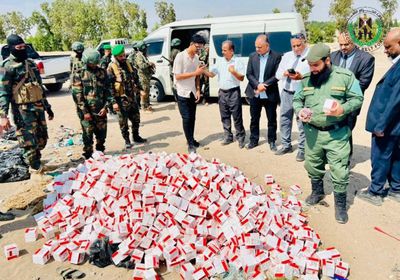 ضبطتها قوات الحزام الأمني.. إتلاف الآلاف من الحبوب المخدرة 