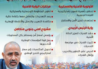 رؤية المجلس الانتقالي.. مشروع أمني متكامل لحماية أمن الجنوب العربي (إنفوجراف)