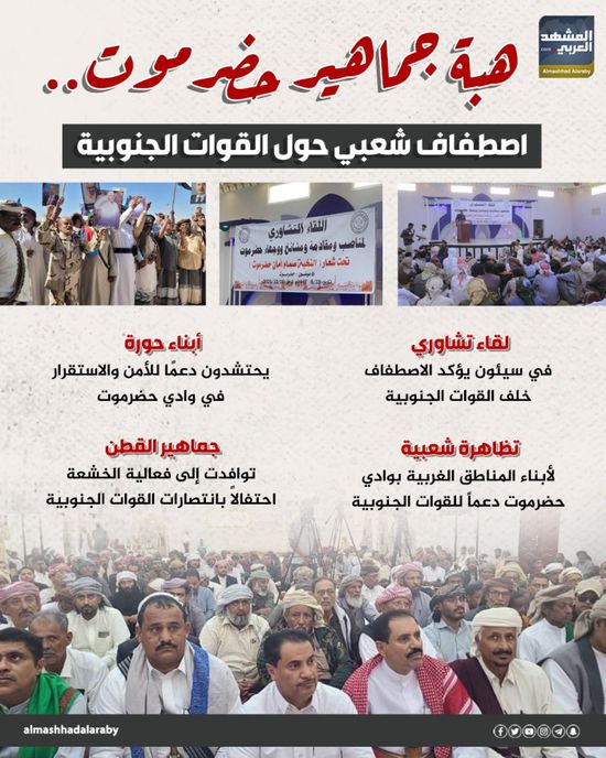هبة جماهير حضرموت.. اصطفاف شعبي حول القوات الجنوبية (إنفوجراف)