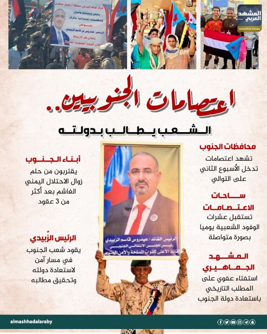 اعتصامات الجنوبيين.. الشعب يطالب بدولته (إنفوجراف)