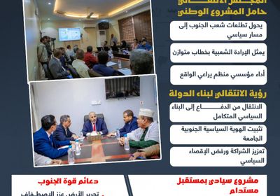 من التحرير إلى البناء.. المجلس الانتقالي يرسم ملامح دولة الجنوب القادمة (إنفوجراف)