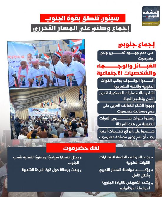 سيئون تنطق بقوة الجنوب.. إجماع وطني على المسار التحرري (إنفوجراف)