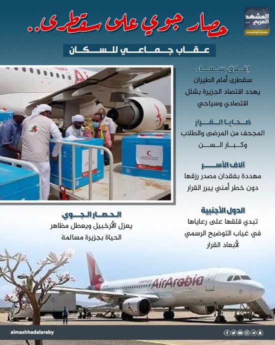 حصار جوي على سقطرى.. عقاب جماعي للسكان (إنفوجراف)