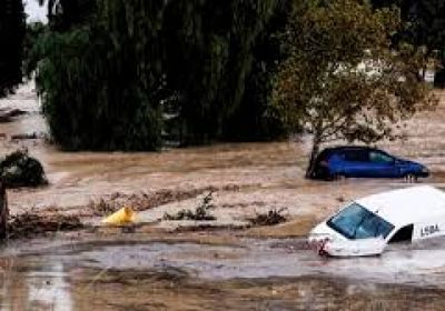 أمطار غزيرة وفيضانات في محيط مالقة في جنوب إسبانيا