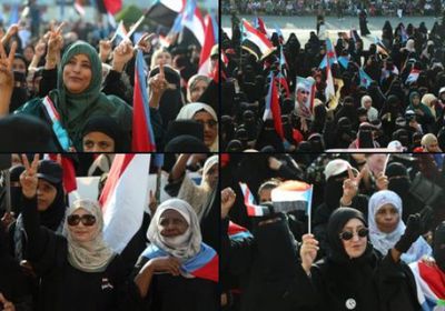 مشاركة نسوية حاشدة بساحة العروض تأييدًا للقوات الجنوبية