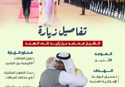 تفاصيل زيارة الشيخ محمد بن زايد إلى الهند (إنفوجراف)
