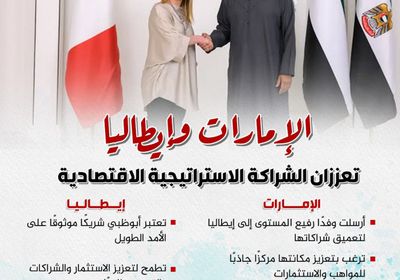 الإمارات وإيطاليا تعززان الشراكة الاستراتيجية الاقتصادية (إنفوجراف)