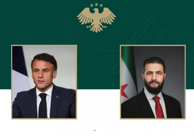 الشرع يبحث مع ماكرون دعم سوريا وإعادة الإعمار