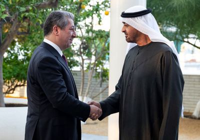 محمد بن زايد يستقبل رئيس حكومة إقليم كردستان في قصر البحر