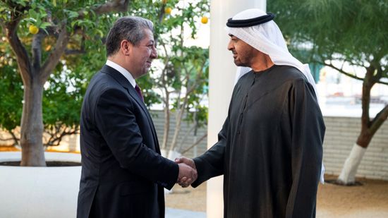 محمد بن زايد يستقبل رئيس حكومة إقليم كردستان في قصر البحر