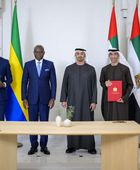 محمد بن زايد ورئيس الغابون يشهدان توقيع اتفاقية شراكة بين البلدين