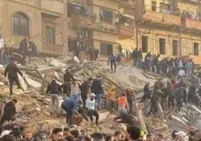 انهيار مبنى سكني في طرابلس بلبنان