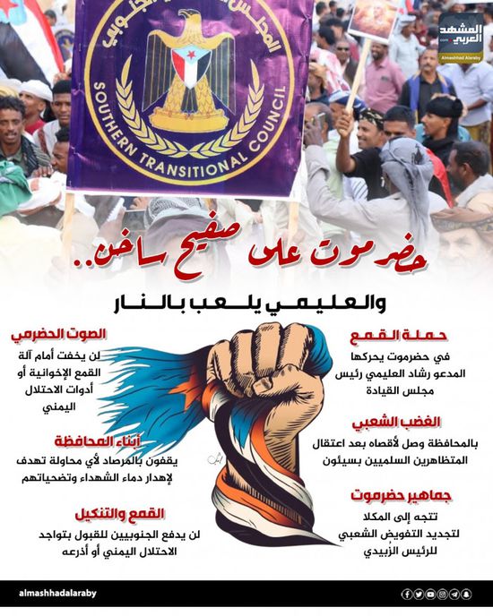 حضرموت على صفيح ساخن.. والعليمي يلعب بالنار (إنفوجراف)