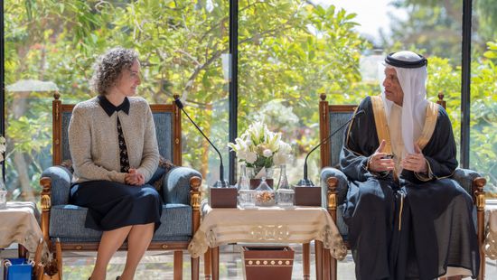 حاكم رأس الخيمة يستقبل وفدًا من سفراء دول الاتحاد الأوروبي