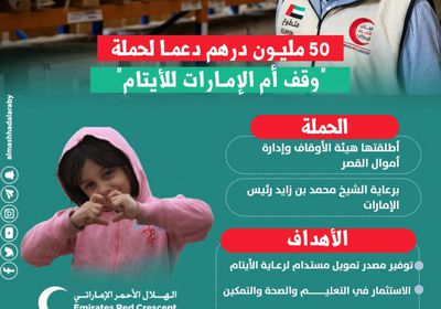 50 مليون درهم دعمًا لحملة "وقف أم الإمارات للأيتام" (إنفوجراف)