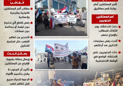 وقفة معاشيق المرتقبة.. دعوة توقظ الضمير لإنهاء مأساة المعتقلين الجنوبيين (إنفوجراف)