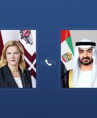 الشيخ محمد بن زايد يتلقى اتصالاً هاتفياً من رئيسة وزراء لاتفيا أدانت خلاله الاعتداءات الإيرانية &nbsp;