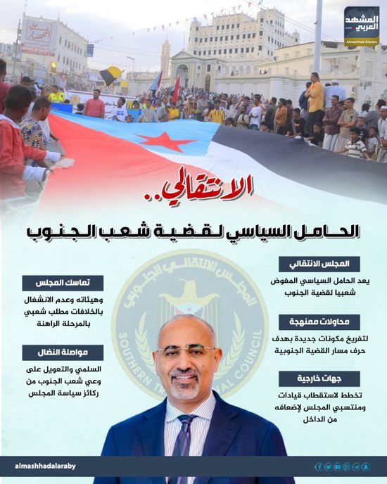 الانتقالي.. الحامل السياسي لقضية شعب الجنوب (إنفوجراف)