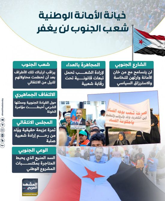 خيانة الأمانة الوطنية.. شعب الجنوب لن يغفر (إنفوجراف)