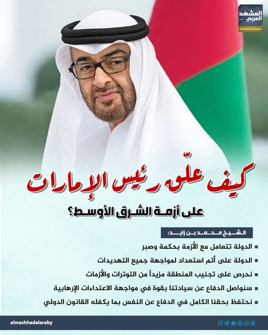 كيف علّق رئيس الإمارات على أزمة الشرق الأوسط؟ (إنفوجراف)