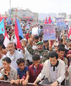 مسيرة شعبية في حالمين للتنديد بجرائم القوات المدعومة سعوديا في المكلا