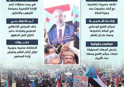 مسيرات جماهير الجنوب.. تضامن ودعم لأبناء حضرموت (إنفوجراف)