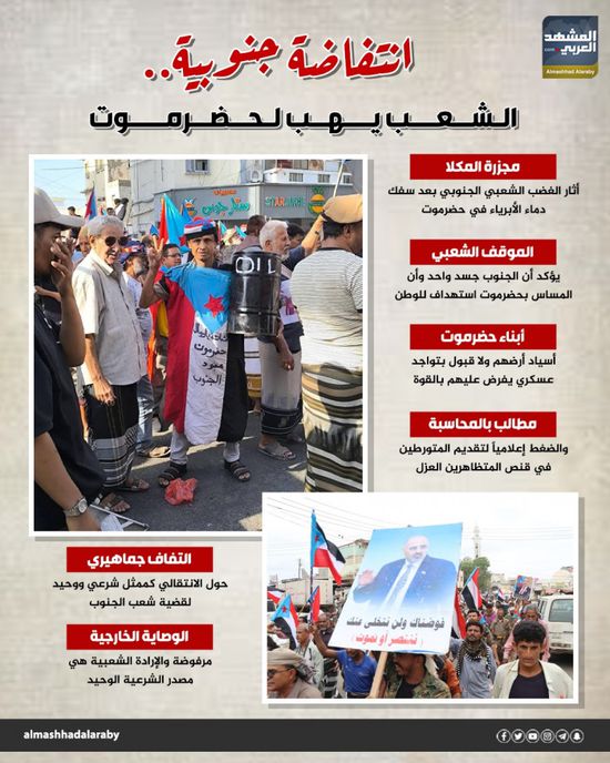 انتفاضة جنوبية.. الشعب يهب لحضرموت (إنفوجراف)