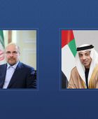 الشيخ منصور بن زايد يبحث مع رئيس مجلس الشورى الإيراني سبل خفض التصعيد