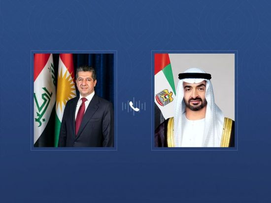 محمد بن زايد يتلقى اتصالاً هاتفياً من رئيس حكومة كردستان العراق