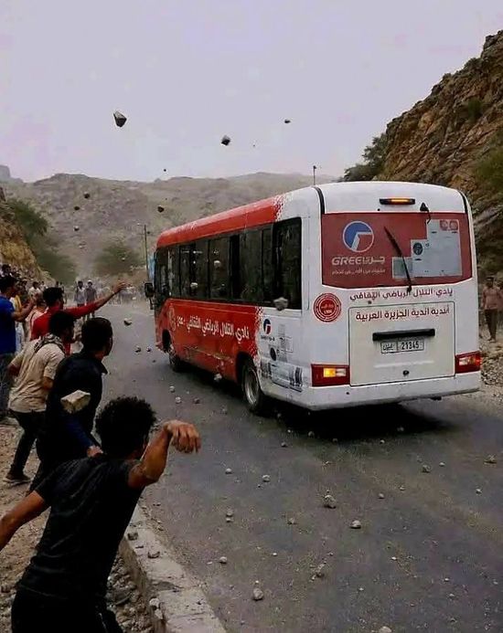 "نصر الضالع" ينفي تعرض حافلة نادي التلال لاعتداء:&nbsp;صور مزيفة