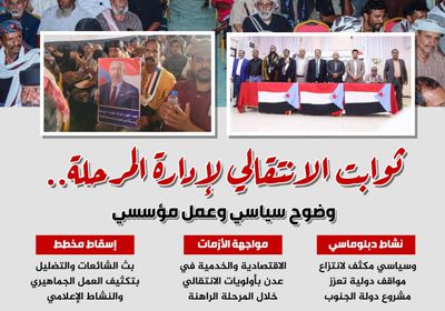 ثوابت الانتقالي لإدارة المرحلة.. وضوح سياسي وعمل مؤسسي (إنفوجراف)