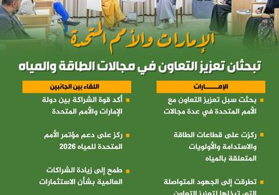 الإمارات والأمم المتحدة تبحثان تعزيز التعاون في مجالات الطاقة والمياه (إنفوجراف)