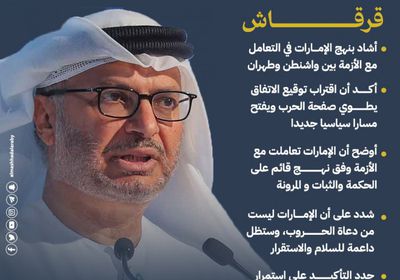 قرقاش يشيد بإدارة الإمارات في أزمة أمريكا وإيران (إنفوجراف)