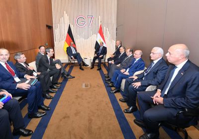 الرئيس السيسي يلتقي المستشار الألماني على هامش قمة مجموعة السبع