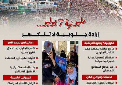 مليونية 7 يوليو.. إرادة جنوبية لا تنكسر (إنفوجراف)